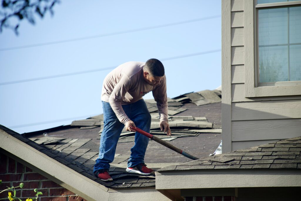 This is a contractor working on roof repairs. 